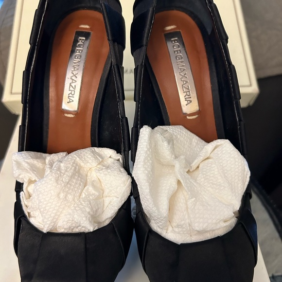 BCBGMAXAZRIA MA-LAURYN black satin heels Size 6M - Picture 2 of 5